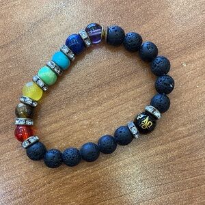 Chakra Meditation Bracelet with Volcanic Stones